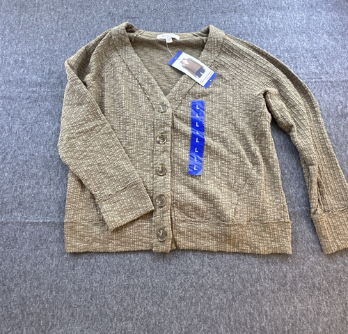 Vince Camuto Sweater Womens Large Brown Cardigan Button Up Casual Soft New - Picture 2 of 10