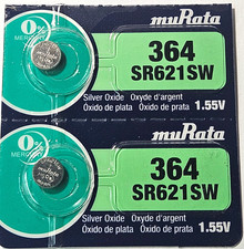 2 PACK MURATA 364 SR621SW SILVER OXIDE LR621 GOOD EXPIRE 10/32 FREE SHIPPING