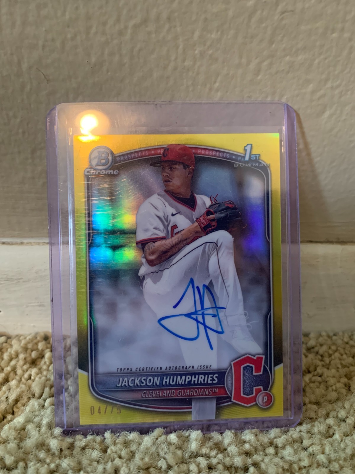 Jackson Humphries 2025 Bowman Chrome 1st Yellow Refractor Auto #'d /75
