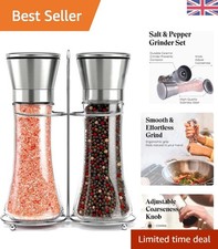 Salt and Pepper Grinders - Set of  Stainless Steel Mills w/Stand – Tall Shake...