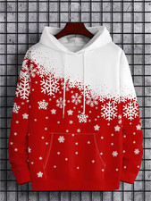White Red Snowflake Gradient Hoodie 3D Winter Holiday Christmas Pullover Unisex