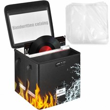 Fireproof Vinyl Record Storage Box for 100 LPs, 50 Inner Sleeves