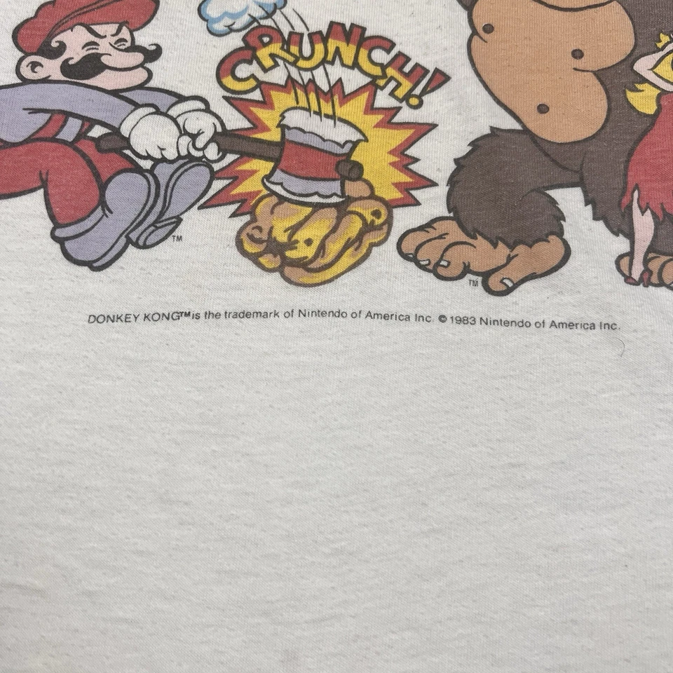 Camisa De Colección Nintendo Donkey Kong Crunch Cereal Promo 1983 Manga 3/4 Mediana Foto 3 de 4