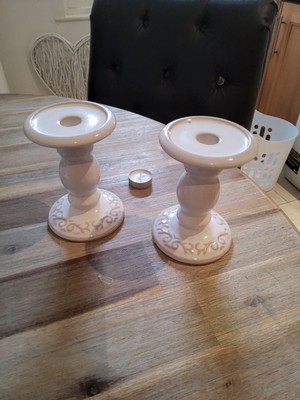 TK Maxx 2er Set Kerzenständer weiß Keramik