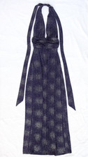 Lucy in the Sky Petra Shimmer Halter Maxi Dress Double Slit Purple Prom Size S