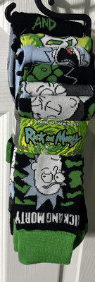Men s Rick And Morty Casual Crew Socks for Shoe Sizes 6-12. 6 Pairs Graphic Prnt