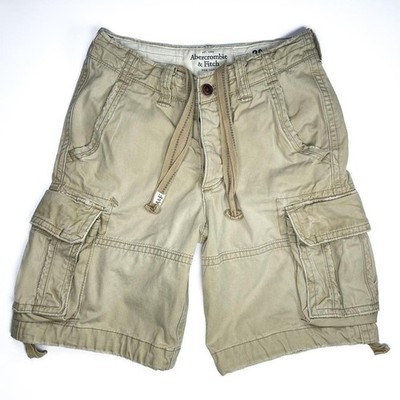 Y2K Abercrombie & Fitch Men's Cargo Shorts Khaki Sz 28 Authentic 2000's Safari