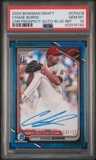  2024 Bowman Chrome Draft Chase Burns Blue Refractor Auto /150 PSA 10 Reds