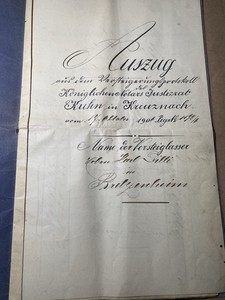 1909 German Land Deed Bretzenheim, Rhineland Johann Glöckner Farmer & Karl Dilli