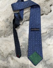 Tommy Hilfiger 100 Silk Tie Men  s Blue Geometric Square Pattern Made in USA Vtg