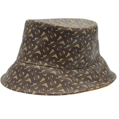 BURBERRY TB Monogram Bucket Hat Brown Cotton Polyurethane L  display picture 2