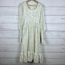 Gunne Sax Jessica Vtg 70s Maxi Dress Prairie Floral Maxi Cottagecore Lace Sz S