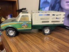 Vintage Nylint Farms Chevy Stake Side Bed Truck W/ Trailer Toy Work Vehicle Car