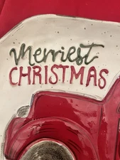 Mud Pie Farmhouse Red Truck with Christmas Tree Black Lab Serving Platter nwt