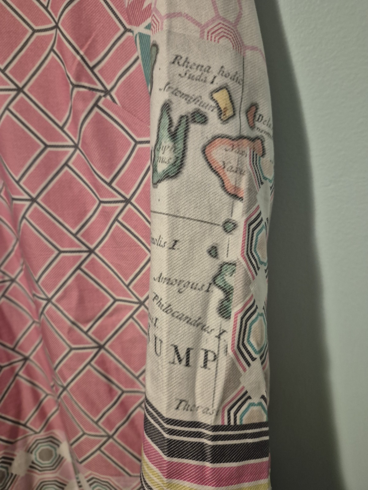 Vilagallo Patchwork Pink Gray Map Shift Dress Wom… - image 3