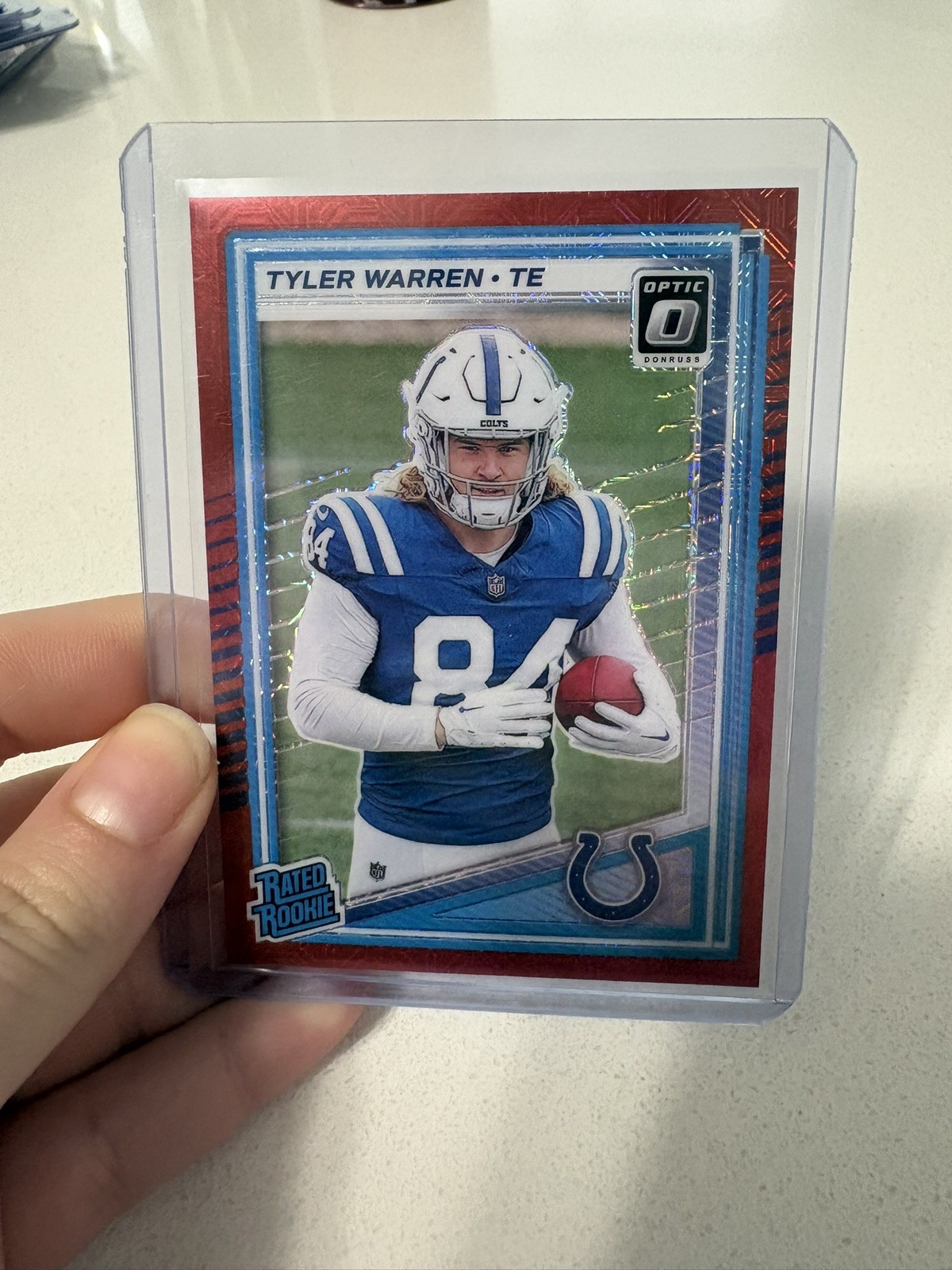 2025 Panini Donruss Optic - Rated Rookie Tyler Warren #234 Red Mojo Prizm Colts