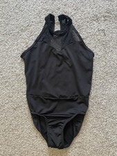 Girls Size 12-14 Body Wrappers Black Halter Dance Ballet Leotard Sleeveless