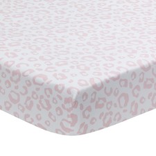 Lambs Ivy Signature Pink/White Leopard Organic Cotton Fitted Crib Sheet