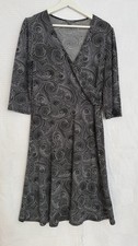 Apt 9 Black Faux Wrap Dress Short Cuffed Sleeves Tie Waist Knee Length Medium