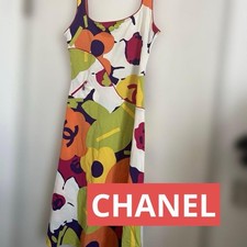CHANEL / Sleeveless Dress / Size 38 / Colorful Floral Pattern