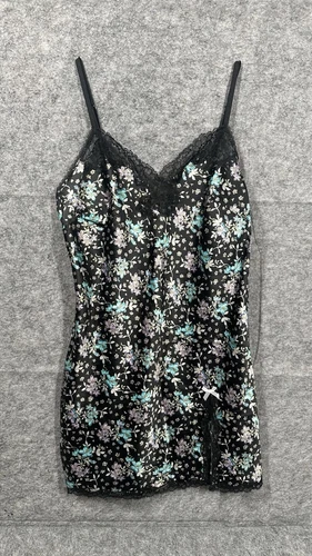 UNDERCOVER Abito slip Victorias Secret nero in pizzo floreale con spacco taglia S