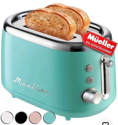 Mueller Retro Toaster 2 Slice with 7 Browning Levels and 3 Functions: Reheat,...
