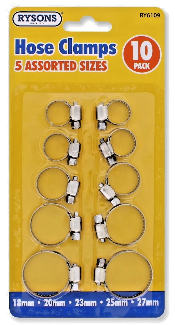 Hose Clamp Set 10pc Jubilee Clips Assorted Sizes Galvanised Iron DIY UK