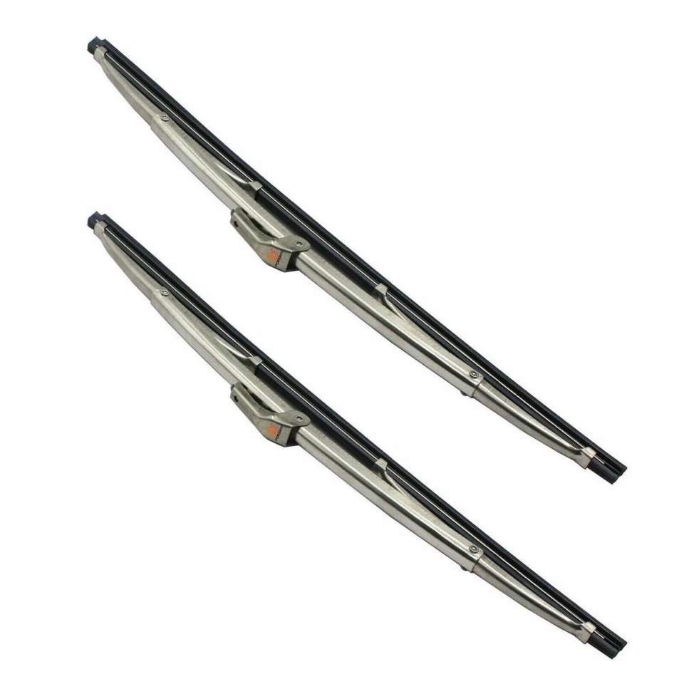 12" Polished Stainless Steel Front Windshield Wiper Blades 1 Pair - Imagem 3 de 4