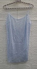 Victoria Secret Powder Blue Sequined Slip Dress Size Medium