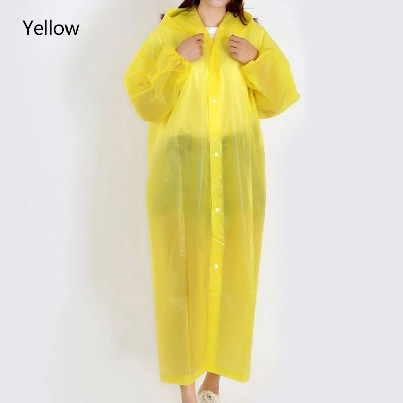 Women Men Waterproof Jacket Clear PVC Raincoat Rain Coat Hooded Poncho Rainwear - Image 2 of 4