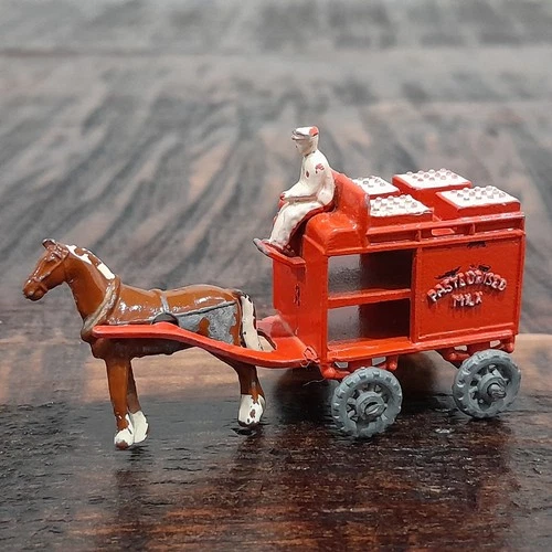 Lesney Matchbox Horse Drawn Milk Carriage - Vintage Orange Model w/ Gray Wheels
