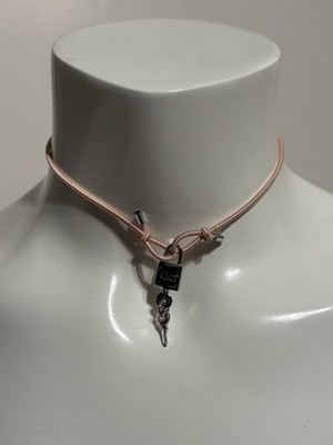 Vtg Christian Dior by John Galliano Salmon Pink Key Padlock Choker