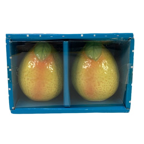 Agitadores de sal y pimienta de limón alimentos fruta cerámica decorativa 3,2"" x 2,5"" NUEVOS - Imagen 7 de 13