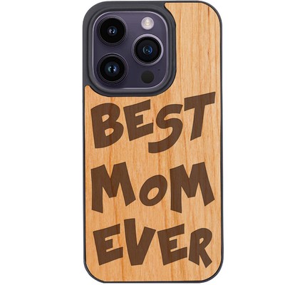 For iPhone 15 14 13 12 Wood Case w/ MagSafe  Best MOM Ever Cover