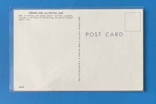 Cartolina d'epoca Wascott Gordon Minong Wisconsin persona lago lago lago di cristallo - Foto 2 di 2