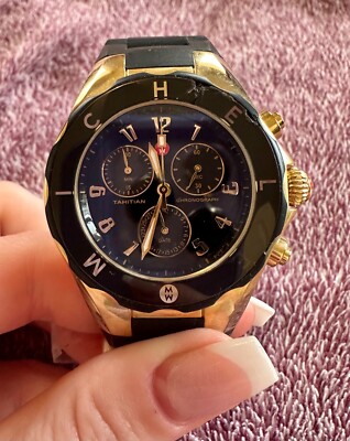 Michele Jelly Bean Tahitian Black and Gold tone womens watch