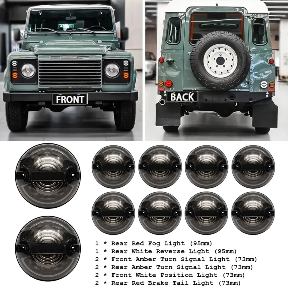 Luces traseras y antiniebla, reversa y laterales indicadoras LED para Land Rover Defender/90/110 10 un. Foto 3 de 4