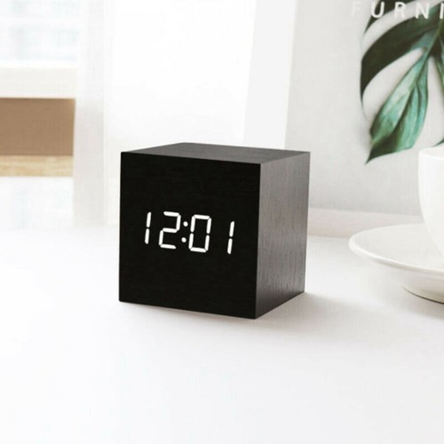 Digital Control Table Clocks Wooden Electronic Voice Alarm Clock LED Temperature - Picture 4 of 28