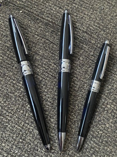 Bill Blass Black n’Silver Pens W/Black Ink Trio Refillable Black Pen/RBall/Mini- - Picture 13 of 15