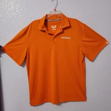 USED WHATABURGER ORANGE STRIPED POLO SIZE LARGE