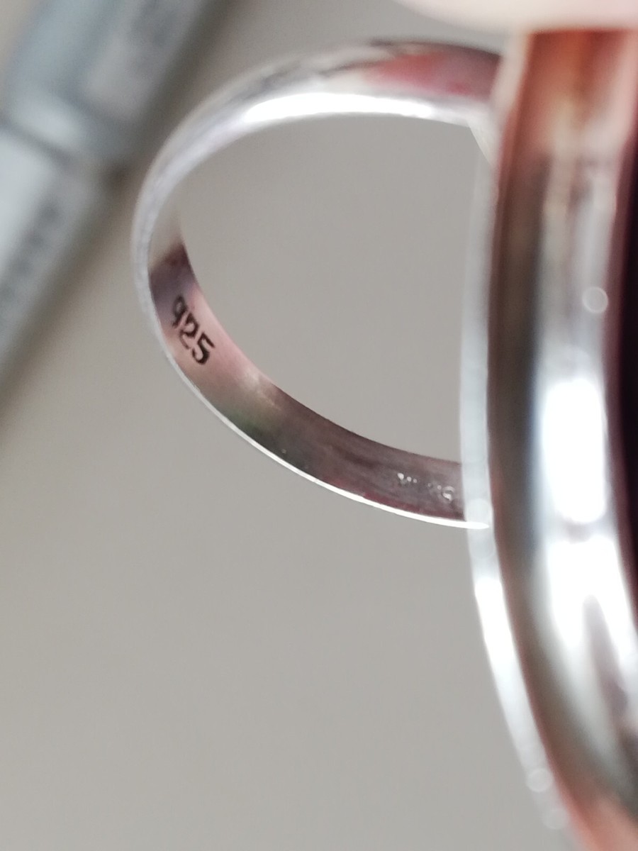 Superbe Bague Jonc en argent massif poinçon 925 Laque Noire T 56