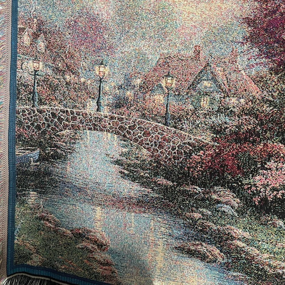 Thomas Kinkade Tapiz Tiro Manta Lámpara Puente Pintor de Luz 48x60 Foto 4 de 4