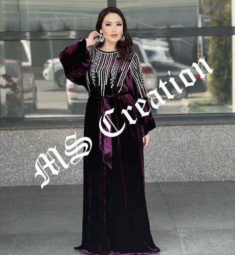 SALE Moroccan Takchita with Crystal Hand Work Traditional Embroidered Caftan 495 - Picture 2 of 7
