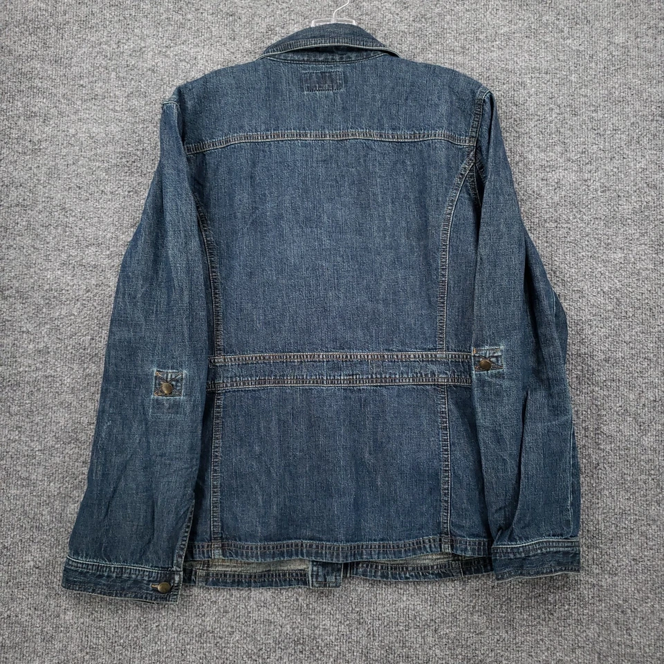 Chaps 夹克女式大号蓝色纽扣长袖领牛仔牛仔卡车司机 — 第 2/4 张图片