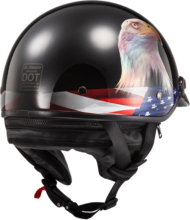 LS2 Bagger Open Face Motorcycle Helmet Murica Gloss Black 2XL - Image 2 of 4