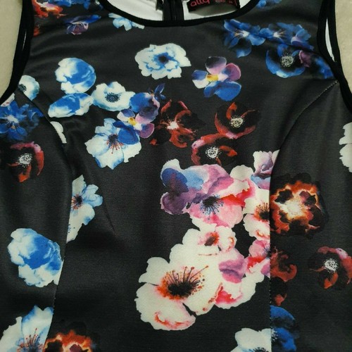 Ally Size 10 Sleeveless Peplum Top Shirt Fitted Floral Print Stretch - Picture 4 of 7