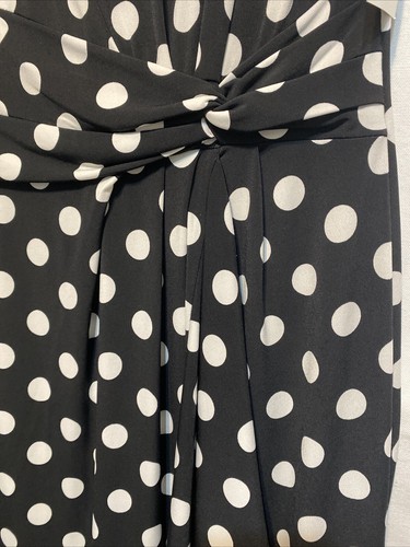 Ronni Nicole Dress Black White Polka Dot Size 12 Faux Wrap Sleeveless New - Picture 2 of 10