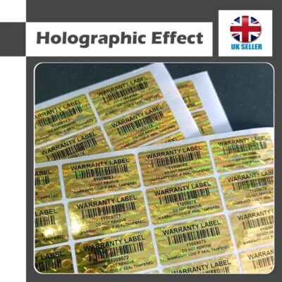 GOLD manipulationssichere holografische Sicherheitsetiketten 3 x 1,5 cm mit einzigartiger Seriennummer