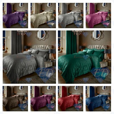 Luxus Crushed Velvet Quilt Bettbezug Bettwäsche Set Hausfrau Kissenbezüge