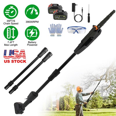 Extendable Length 35FT/S Speed Electric Pole Chainsaw with 2Pcs 3.0Ah Batteries